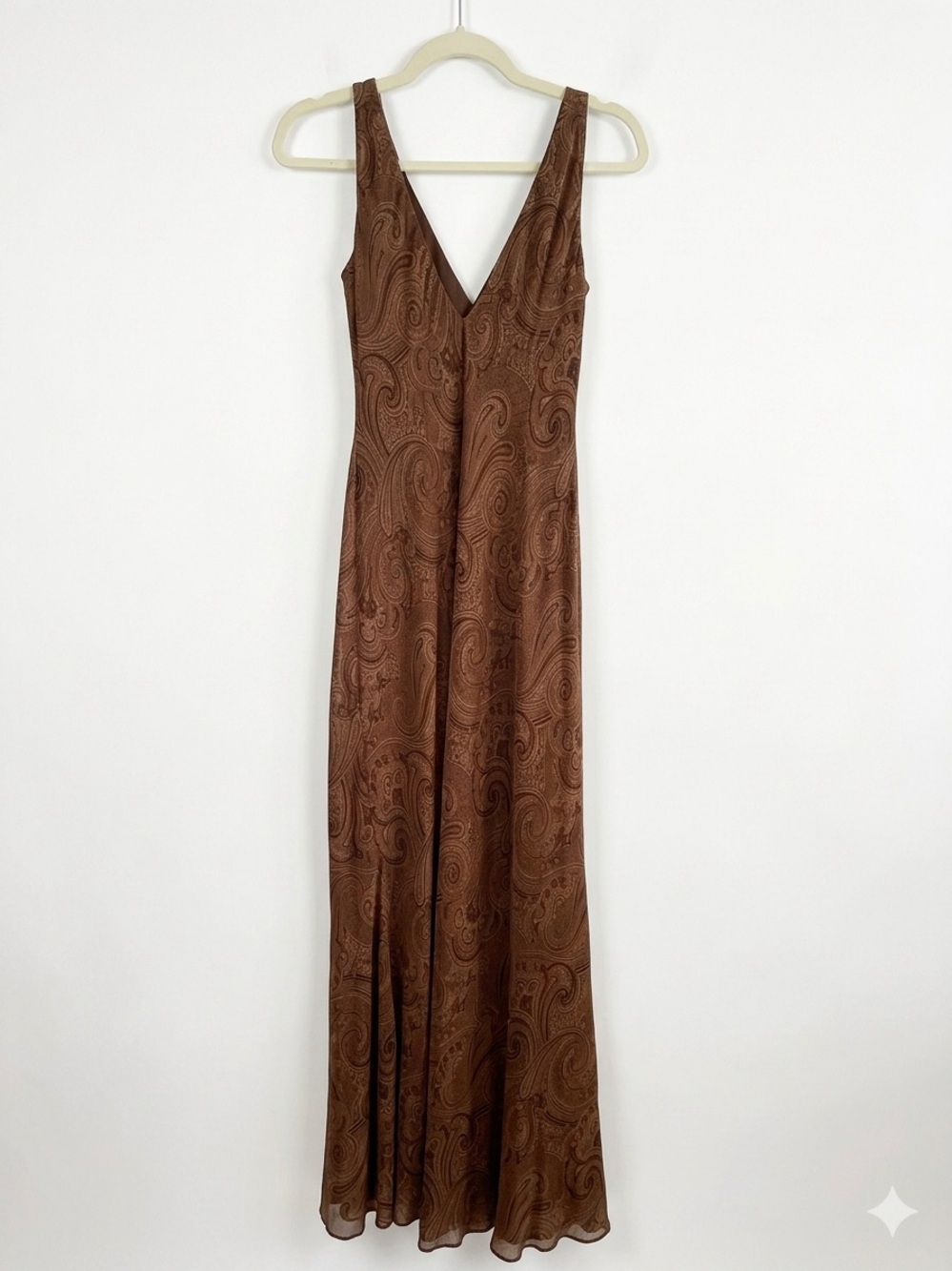 RALPH LAUREN PAISLEY V Neck SILK MAXI Sleeveless Slip DRESS western chic 90s Y2K - Picture 3 of 4